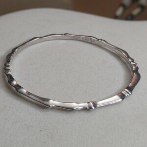 Kendra Scott Silver Tone Bamboo Patterned Bangle Bracelet Stackable Stamped